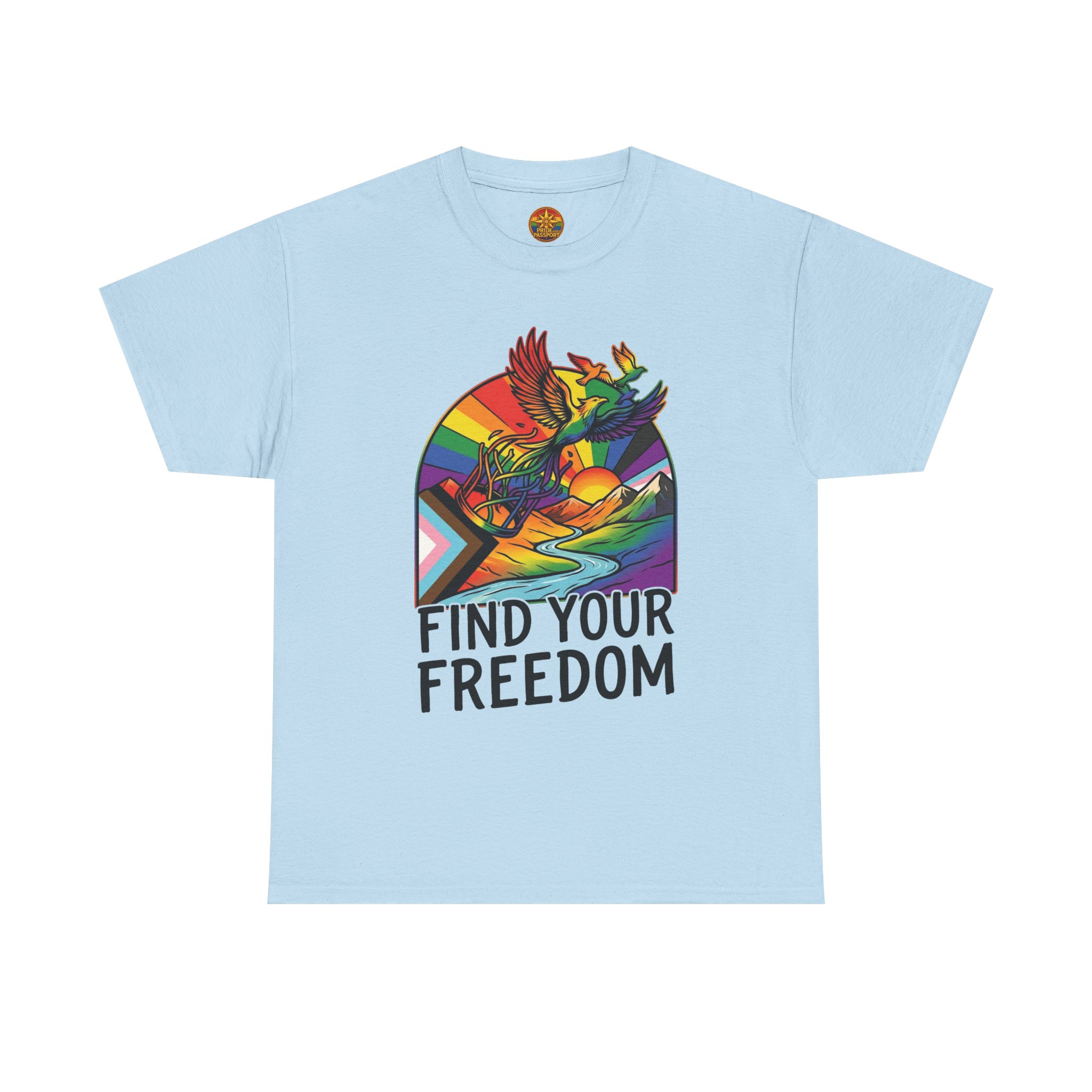 Find Your Freedom Rainbow Tee — LGBTQ+ Pride Soaring Phoenix Graphic T-Shirt - Image 33