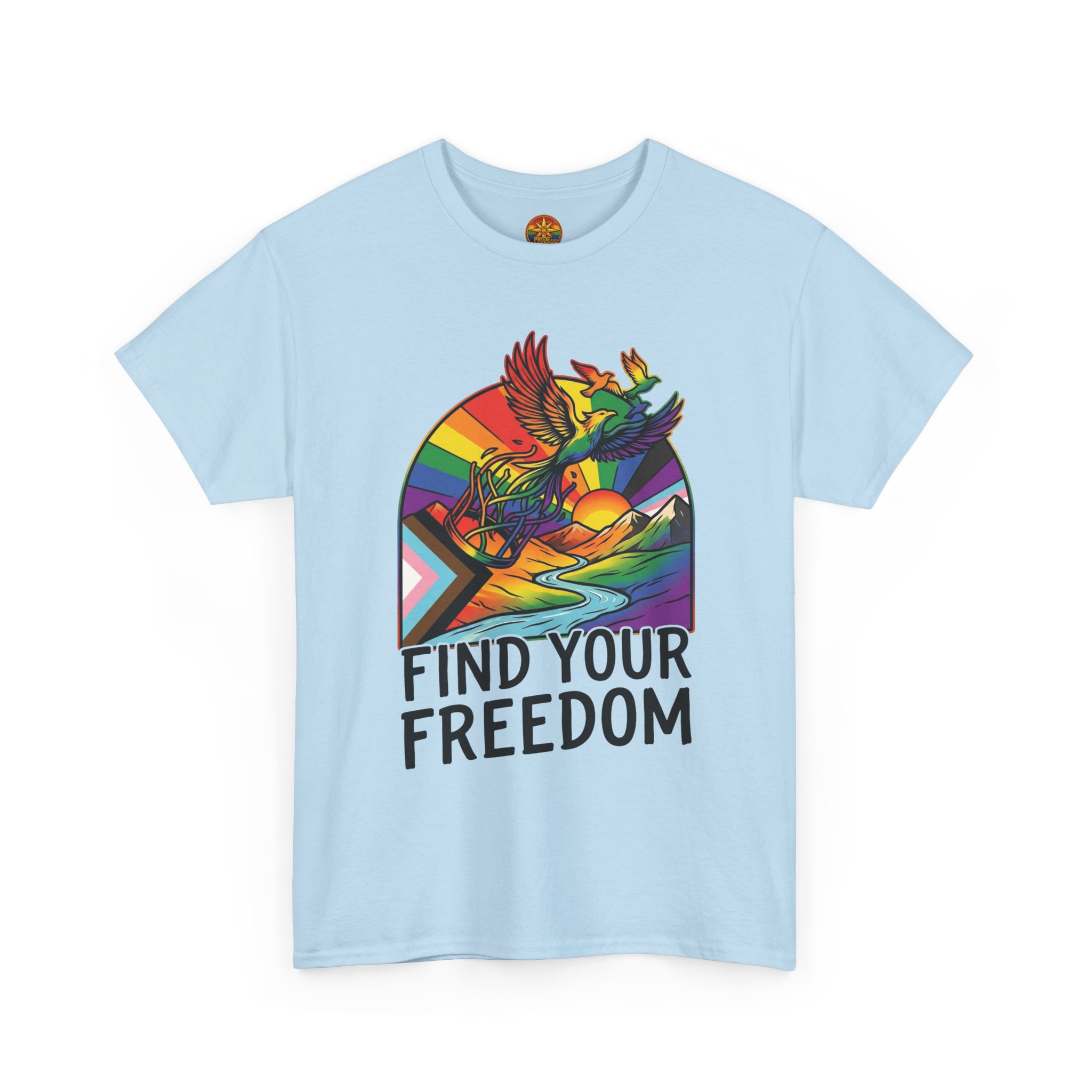 Find Your Freedom Rainbow Tee — LGBTQ+ Pride Soaring Phoenix Graphic T-Shirt - Image 35