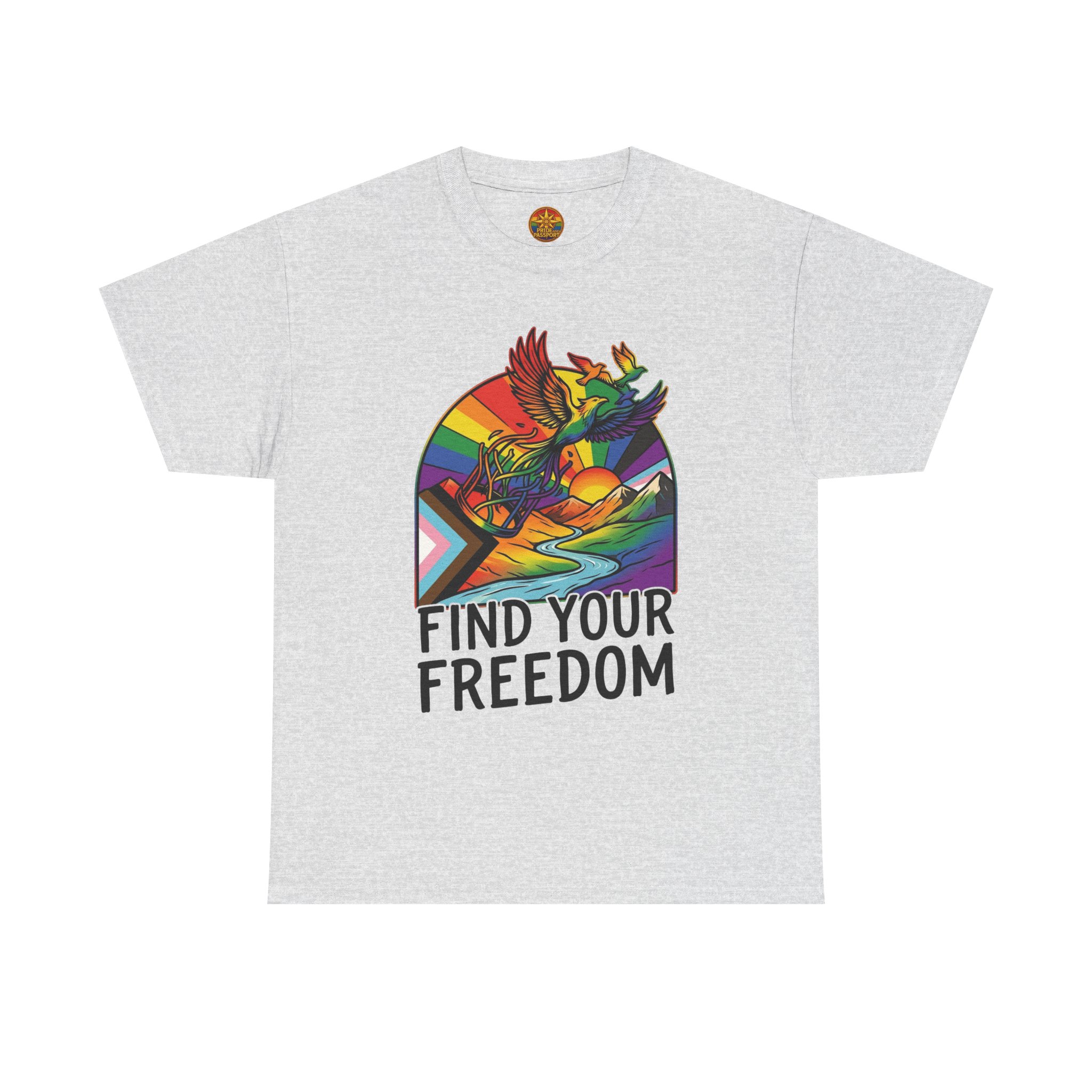 Find Your Freedom Rainbow Tee — LGBTQ+ Pride Soaring Phoenix Graphic T-Shirt - Image 9