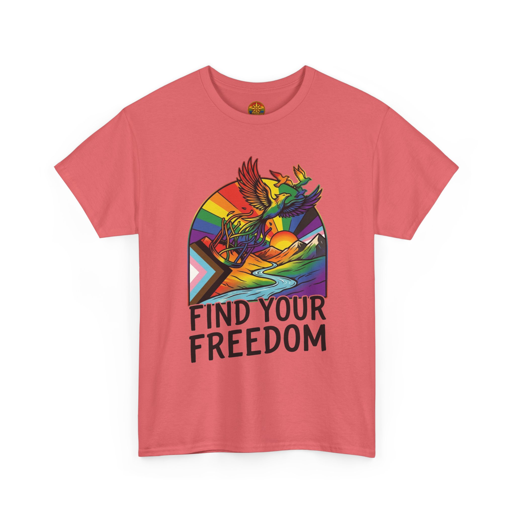 Find Your Freedom Rainbow Tee — LGBTQ+ Pride Soaring Phoenix Graphic T-Shirt - Image 19