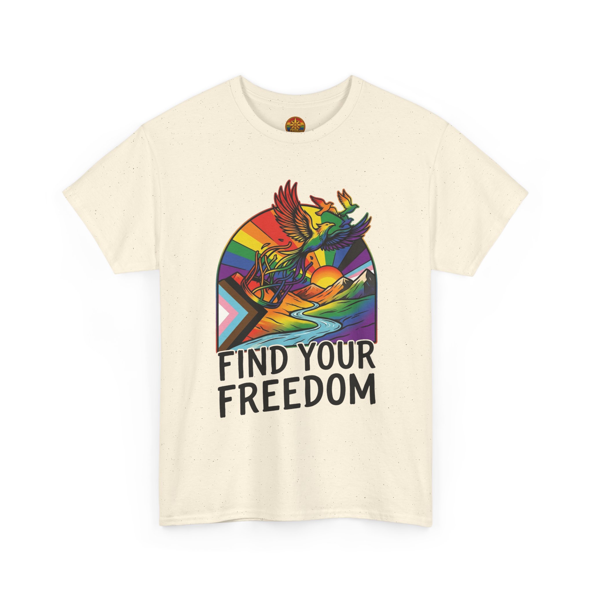Find Your Freedom Rainbow Tee — LGBTQ+ Pride Soaring Phoenix Graphic T-Shirt - Image 27