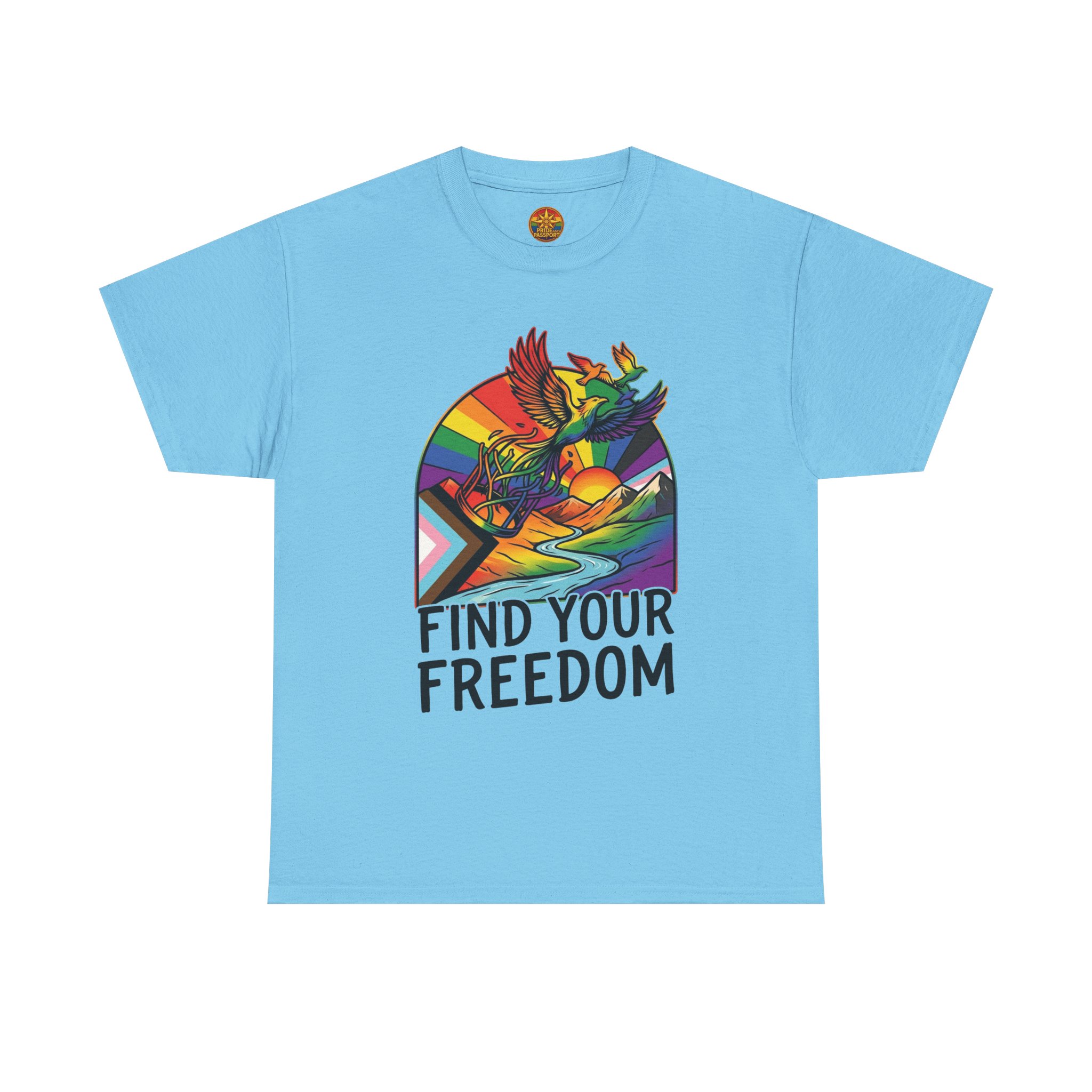 Find Your Freedom Rainbow Tee — LGBTQ+ Pride Soaring Phoenix Graphic T-Shirt - Image 29