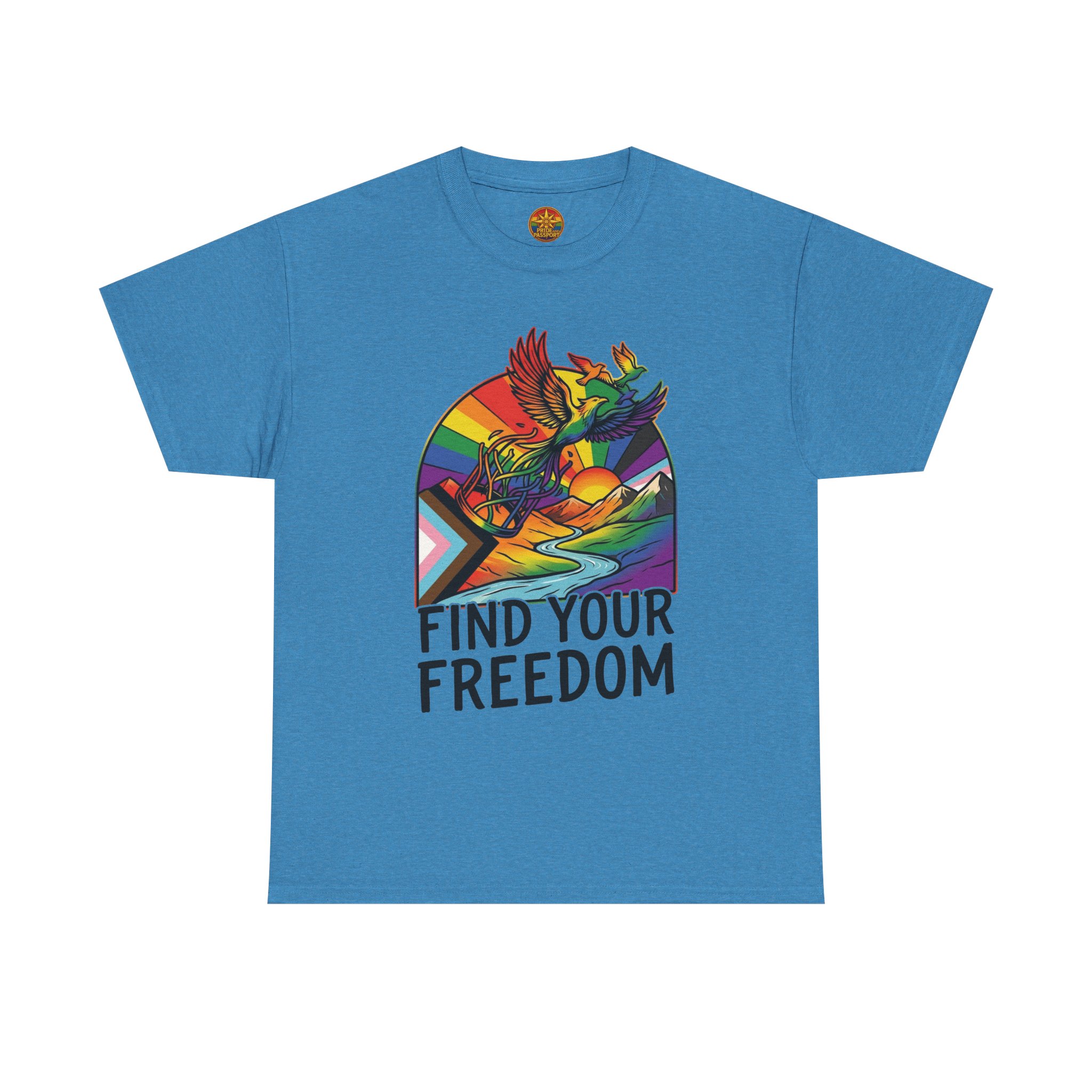 Find Your Freedom Rainbow Tee — LGBTQ+ Pride Soaring Phoenix Graphic T-Shirt - Image 2