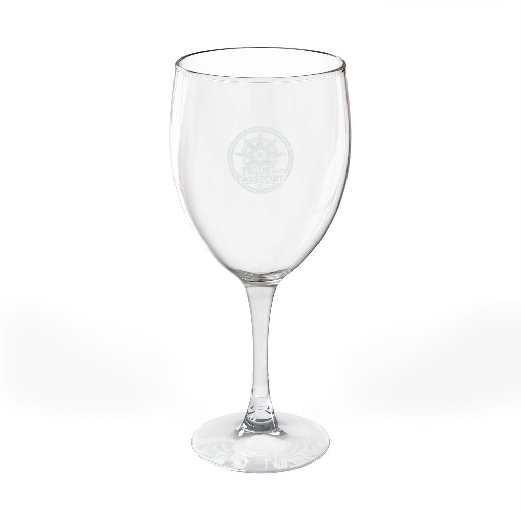 Engraved 10.5oz Wine Glass — Pride And Passport Design, Gift for Sailors & Travelers