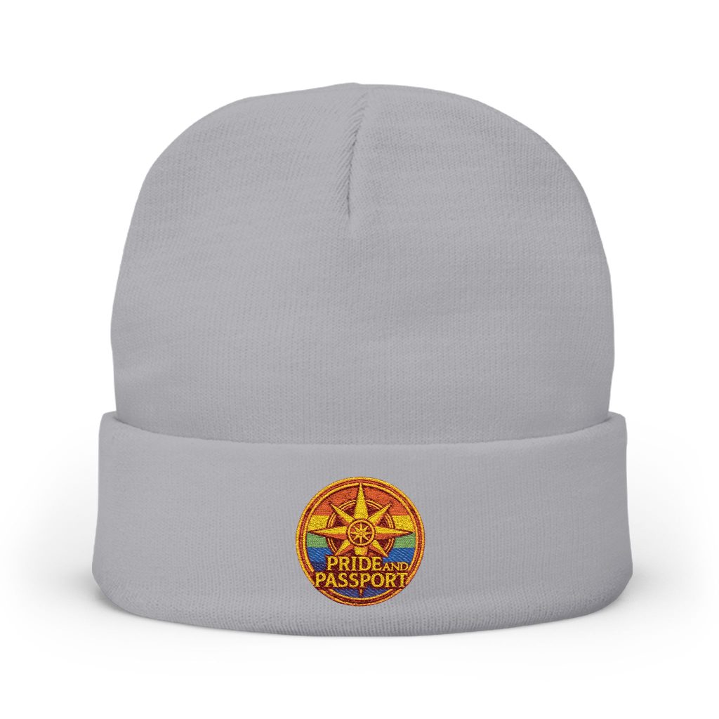 Embroidered 'Pride And Passport' Knit Beanie — Cozy Travel