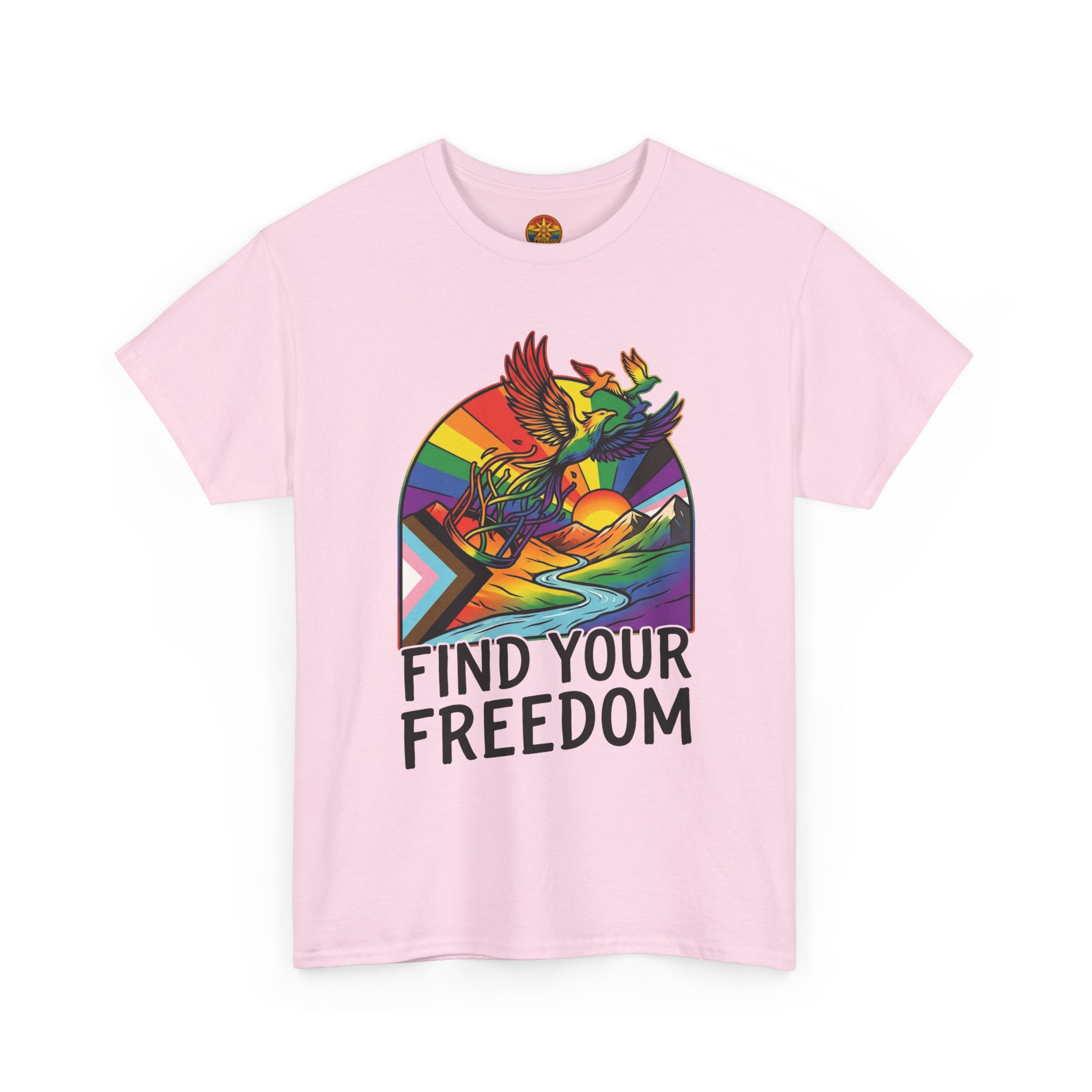Find Your Freedom Rainbow Tee — LGBTQ+ Pride Soaring Phoenix Graphic T-Shirt - Image 47