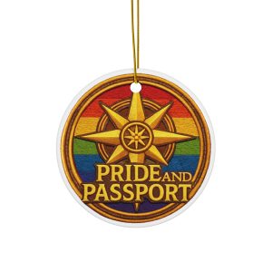 Pride And Passport Ceramic Ornament — Travel Keepsake