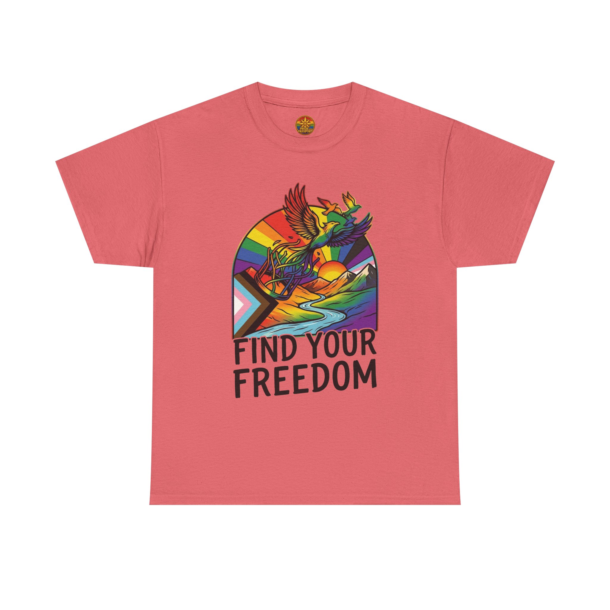 Find Your Freedom Rainbow Tee — LGBTQ+ Pride Soaring Phoenix Graphic T-Shirt - Image 17