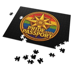 Pride And Passport Logo Jigsaw Puzzle with Tin