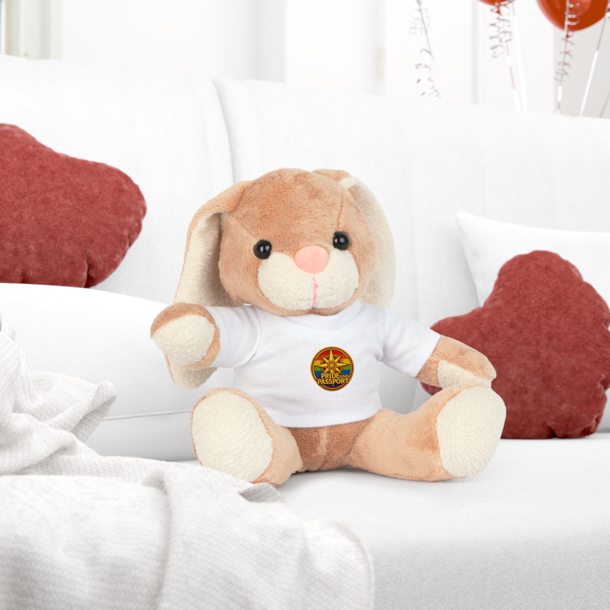 Travel Bunny Plush with Pride And Passport Logo T-Shirt - Image 3