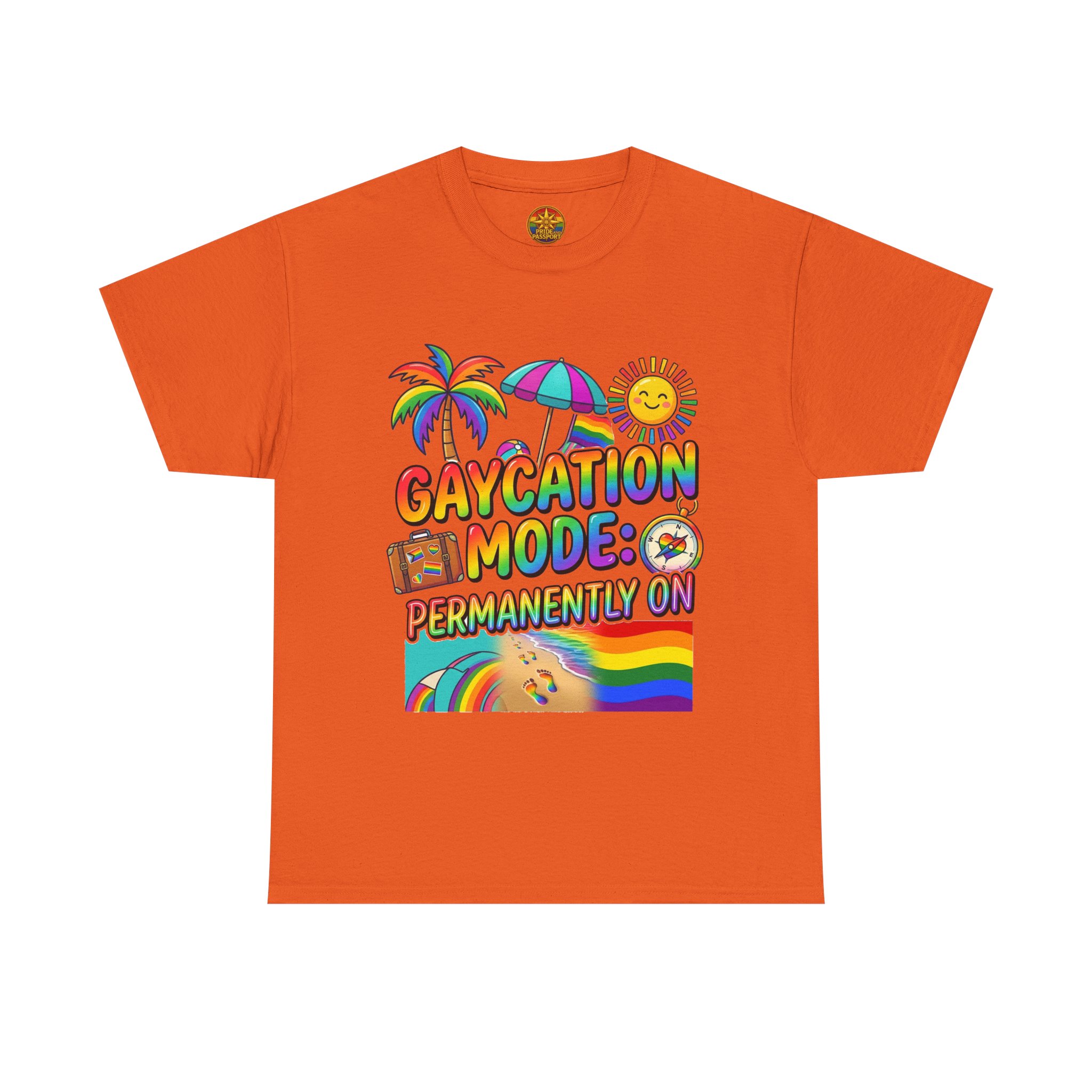 T-Shirt — "Gaycation Mode: Permanently On" Rainbow Vacation Pride Tee - Image 21
